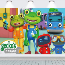 Gecko's Garage Backdrop Banner for Birthday Photography