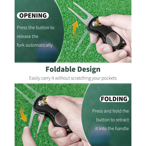 Golf Divot Repair Tool with Ball Marker 4-Pack 2