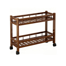 Mobile Storage Rack Floor Standing Two-Tier Solid Wood