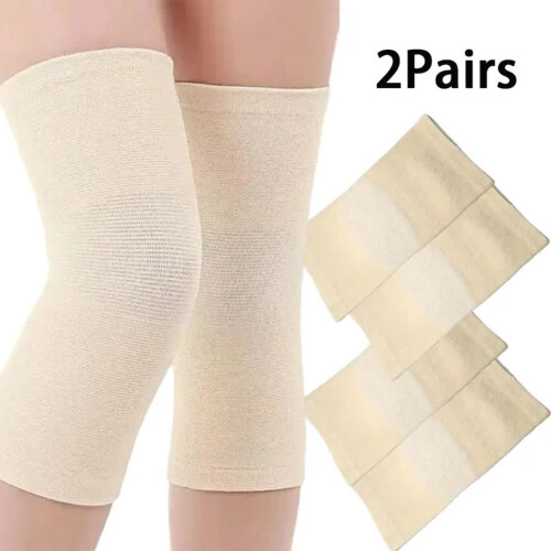 Beige Knee Support Sleeves Compression Fit 2 Pairs 2