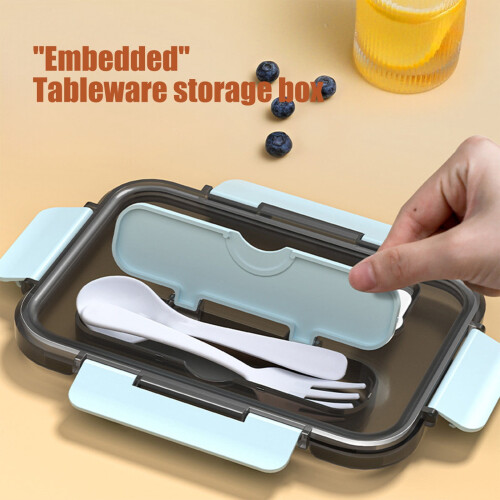Bento Box Lunch Container 3-Compartment BPA-Free with 2