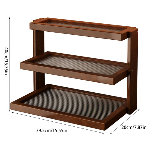 Wooden Desktop Storage Rack Bamboo 3-Tier Mug Organizer 2