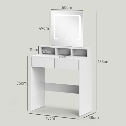 Storage Dressing Table, with LED Light Mirror 1