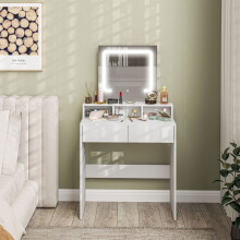 Storage Dressing Table, with LED Light Mirror