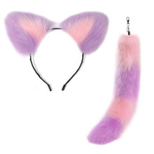 Cosplay Ears Headband and Faux Tail Keychain Set
