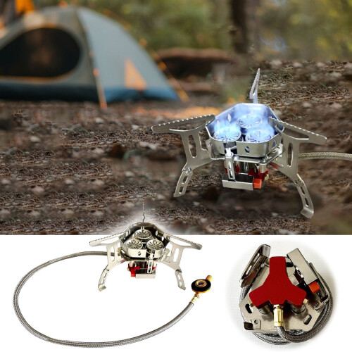 Portable Three-Burner Camping Stove - Foldable Windproof 1