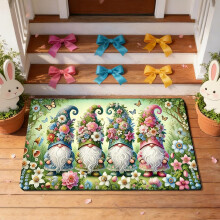 AuroraX Black Door Mat Front Entry Easter Bunny Design