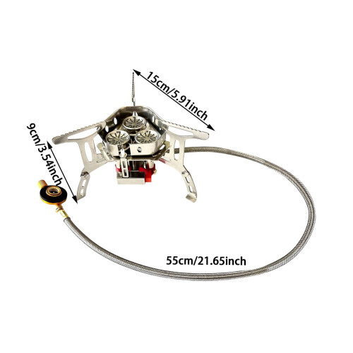 Portable Three-Burner Camping Stove - Foldable Windproof 2