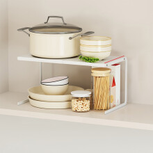Kitchen Cabinet Organizer Shelf White Metal 9.4x6.6x9 Inch