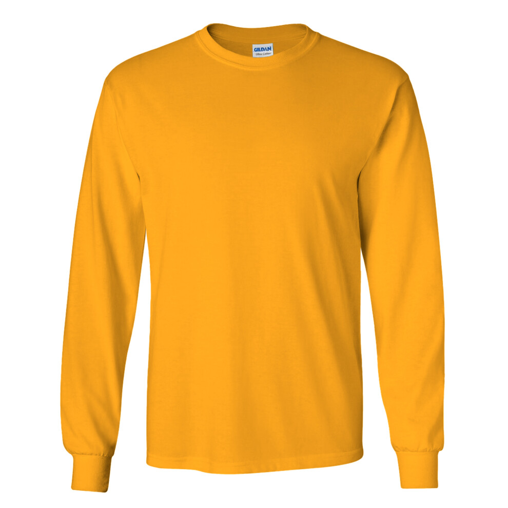 Gildan (3Xl, Gold) Mens Plain Crew Neck Ultra Cotton Long Sleeve T-Shirt