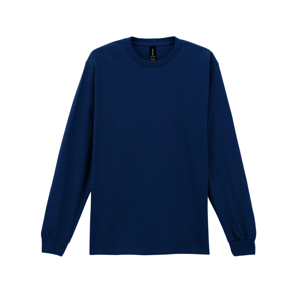 Gildan (3Xl, Navy Blue) Mens Plain Crew Neck Ultra Cotton Long Sleeve T-Shirt