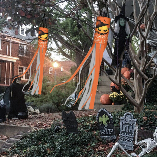 Pumpkin Ghost Windsock Set 2-Piece Quick-Drying 2