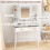 Elegant Dressing Table, with LED Mirror - White 7