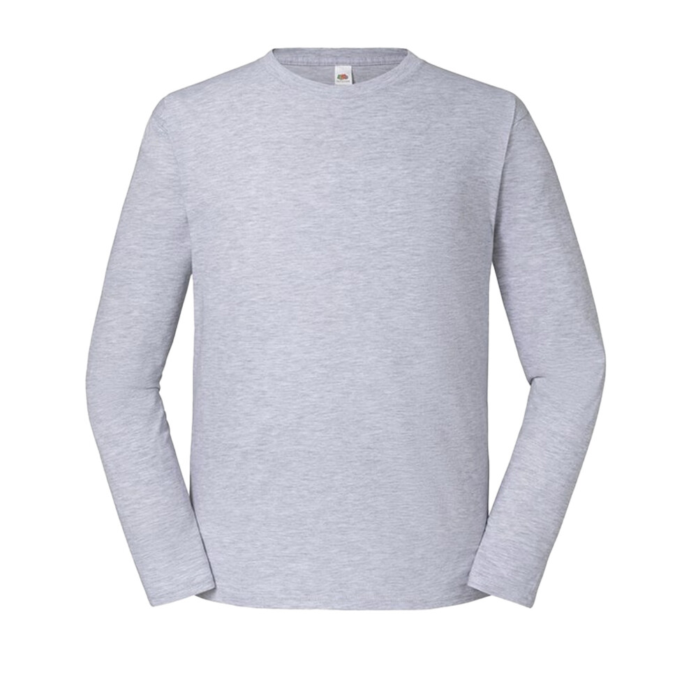 Fruit Of The Loom (3Xl, Heather Grey) Mens Iconic 195 Premium Ringspun Cotton Long-Sleeved T-Shirt