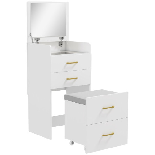 3 in 1 Dressing Table ， Mirror and Rolling Stool 2