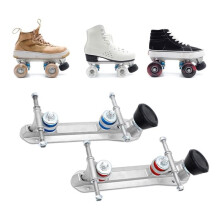 Aluminum Alloy Roller Skate Plate Set with Adjustable Height Brake and Elastic Toe Stop for Quad Skate Repair Size 40-41