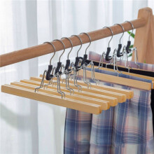 20 Pcs Grade Wooden Pants Hanger with Clips Non Slip Skirt Hanger with 360 Swivel Hook