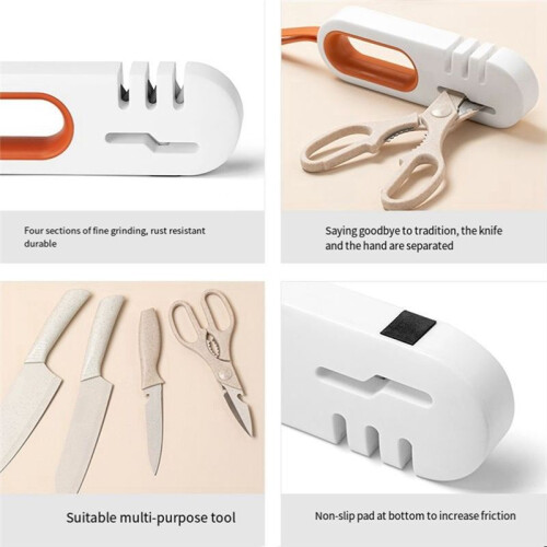 Knife Sharpener,4 in 1,Kitchen Blade and Scissors Sharpening Tool,Professional 4-Stage Knife Accessories,White 2
