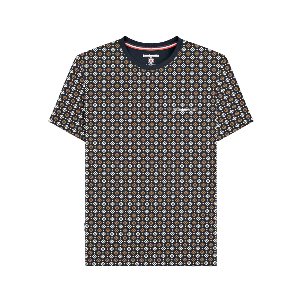 Lambretta (3Xl, Navy/Tobacco) Mens Ss25 Geometric T-Shirt