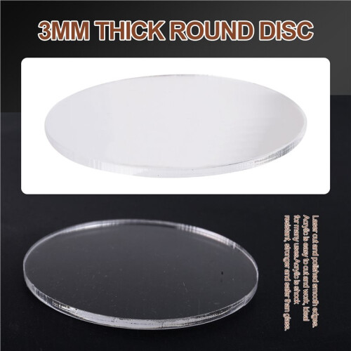 Transparent 3mm thick Mirror Acrylic round Disc Diámetro:60mm 2