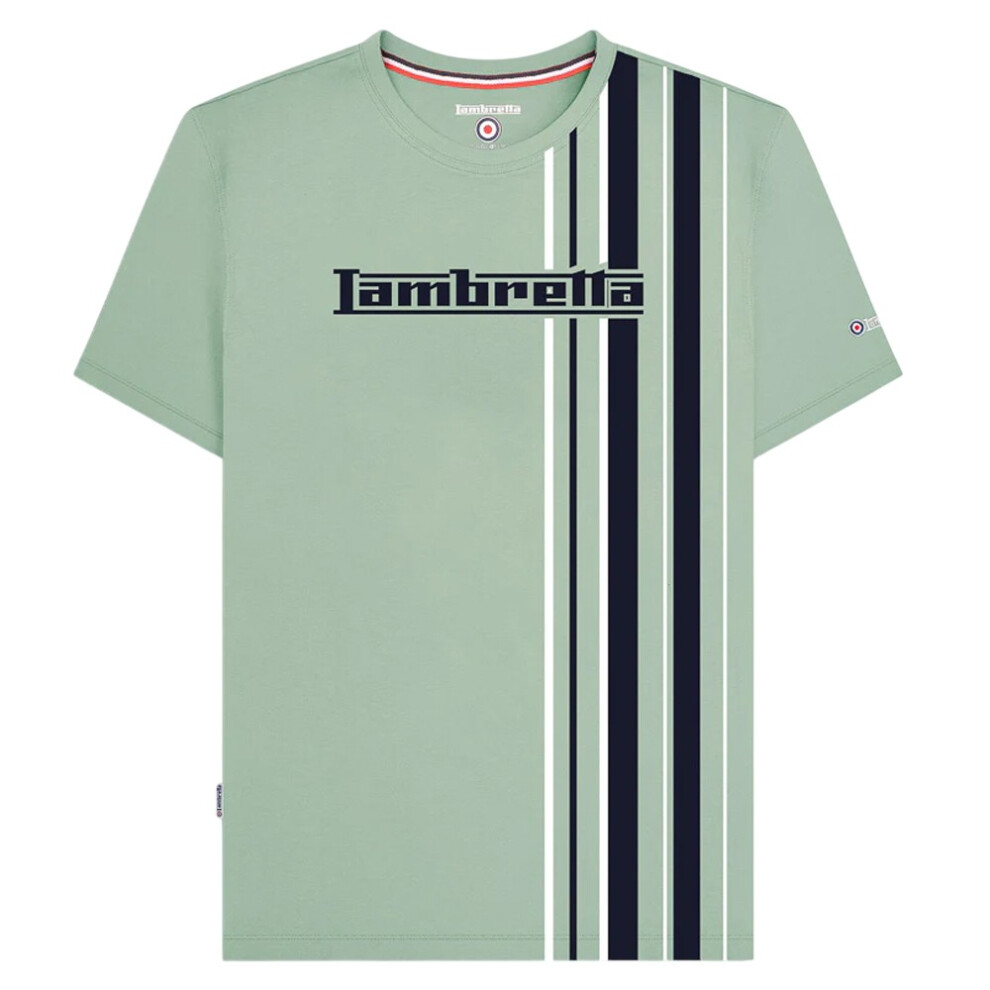 Lambretta (M, Iceberg Green) Mens Racing Stripe T-Shirt