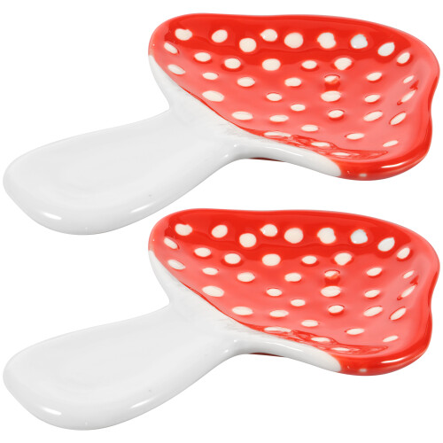 Ceramic Mushroom Spoon Rest Heat Resistant 2 pcs