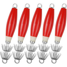 Glow Squid Jigs Saltwater Fishing Lures Red 5pcs