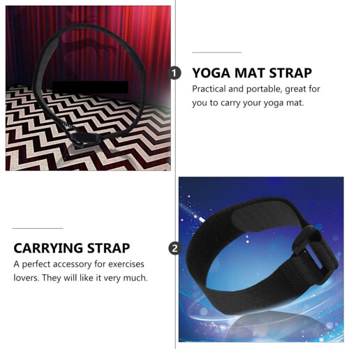 Yoga Mat Tie Strap Black 12 PCS 2