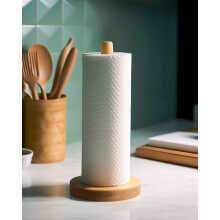 Wooden Paper Towel Holder Solid Beechwood Freestanding 1