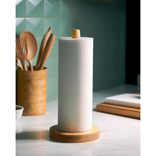 Wooden Paper Towel Holder Solid Beechwood Freestanding 1