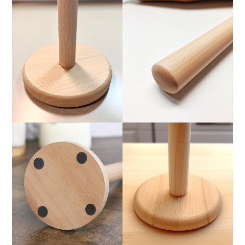 Wooden Paper Towel Holder Solid Beechwood Freestanding 1 1