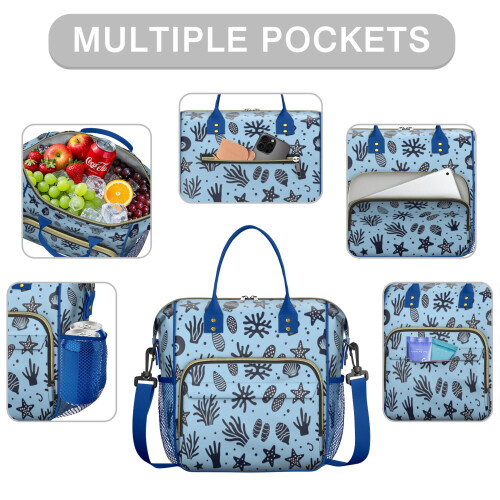 Insulated Lunch Bag Dual Compartment Starfish Design 1