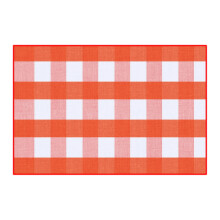 Fall Plaid Doormat Orange White Cotton 24x16 Inch