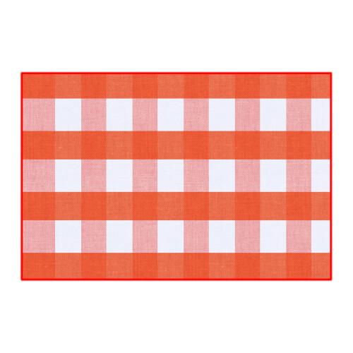 Fall Plaid Doormat Orange White Cotton 24x16 Inch