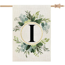 House Flag Floral Monogram I 28x40 Inch Double Sided Burlap