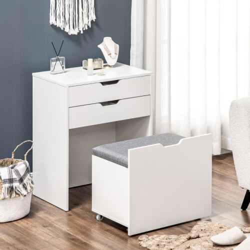 Dressing Table , Flip-up Mirror and Storage Stool