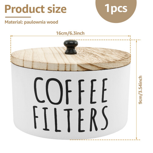 Wooden Coffee Filter Dispenser with Lid 1pc 1