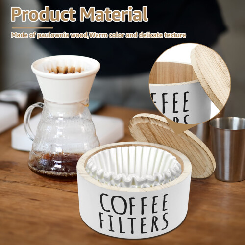 Wooden Coffee Filter Dispenser with Lid 1pc 2