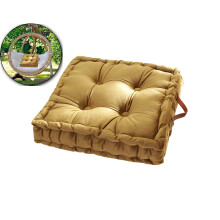 Velvet Seat Cushion Square Tufted 16.5x16.5 Inch Yellow