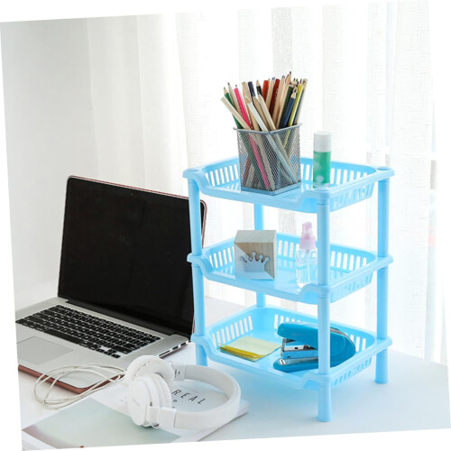 Rectangular Plastic Storage Rack 3-Tier Pink 2