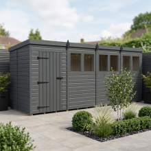 16x5 Pent Composite Shed Tanalised (Single Door, With Windows)