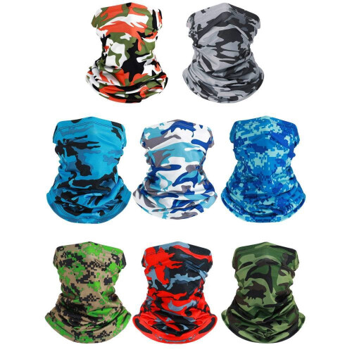 Summer Camo Neck Gaiter Scarf for Men 8 Pack