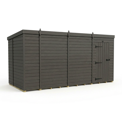 14x6 Pent Composite Shed Tanalised (Single Door, No Windows) 1