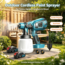 Cordless Electric Spray Gun, 3 Nozzles,Fence Garden Furniture Painting