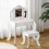 Kids Vanity Table and Chair Set ,Mirror and Stool 3