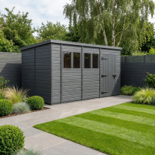 14x6 Pent Composite Shed Tanalised (Single Door, With Windows)