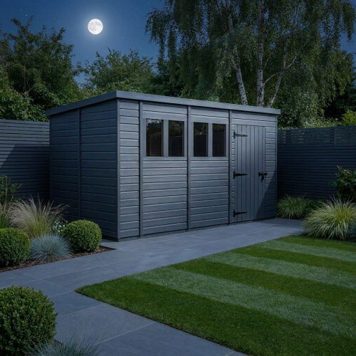 14x6 Pent Composite Shed Tanalised (Single Door, With Windows) 2