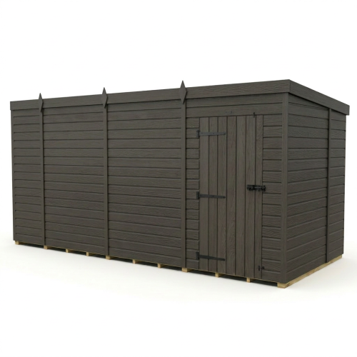 13x7 Pent Composite Shed Tanalised (Single Door, No Windows) 1