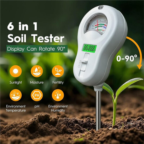 Soil Test Kit - Moisture, PH, Fertility, Sunlight, Temp & Humidity Meter with LCD Display 3-Pack 2