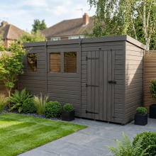 13x7 Pent Composite Shed Tanalised (Single Door, With Windows)